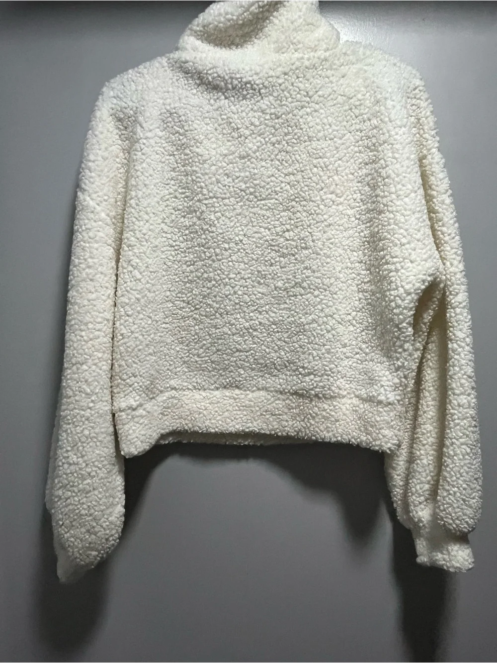 Express Cream Sherpa Zip-Neck Pullover